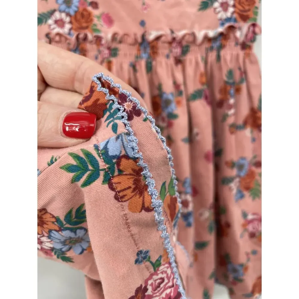 Matilda Jane Lots To Learn Dress Girls Size 6 Long Sleeve Pink Floral Dress